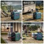 Inverter Stromerzeuger 2000 W mit Benzin- und LPG-Betrieb, 230 V, reine Sinuswelle, 17 kg