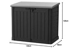 Mülltonnenbox aus Kunststoff, schwarz-hellgrau, ca. 1.200 L, für 2 Tonnen bis 240 l, inkl. Bodenplatte und Regalhalter