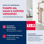 Hauswasserwerk 1200 W 4350 l/h 5 bar mit 22 L Edelstahl-Druckkessel 50 m Förderhöhe 230 V
