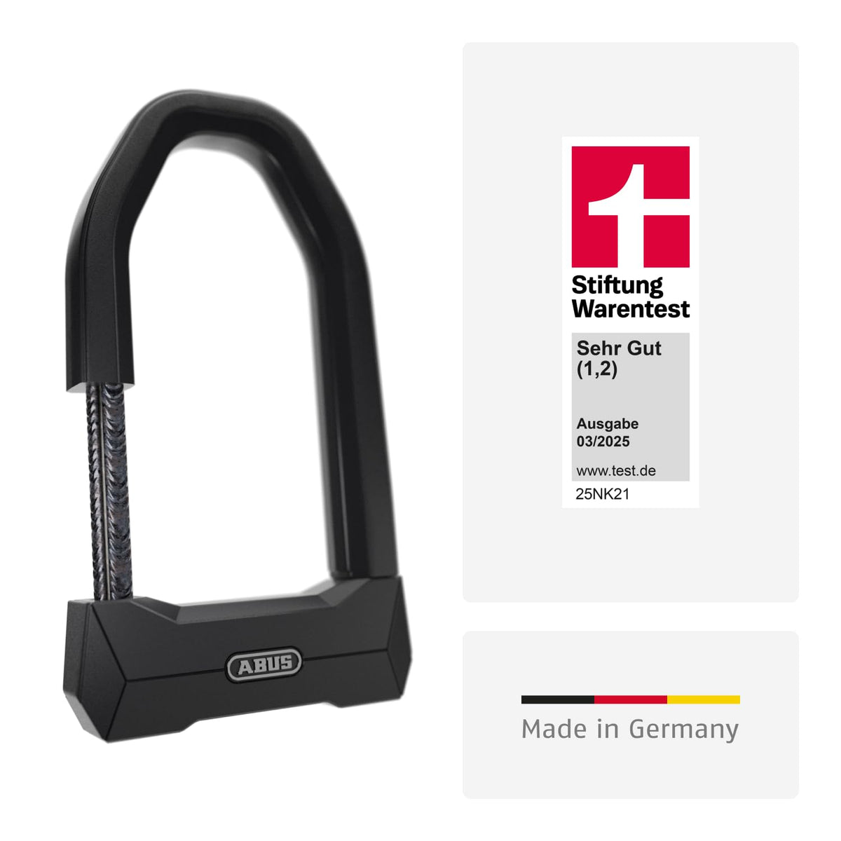 Fahrrad Bügelschloss Granit Super Extreme 2500/165HB230 20 mm Vierkantbügel Sicherheitslevel 15 mit 2 Schlüsseln