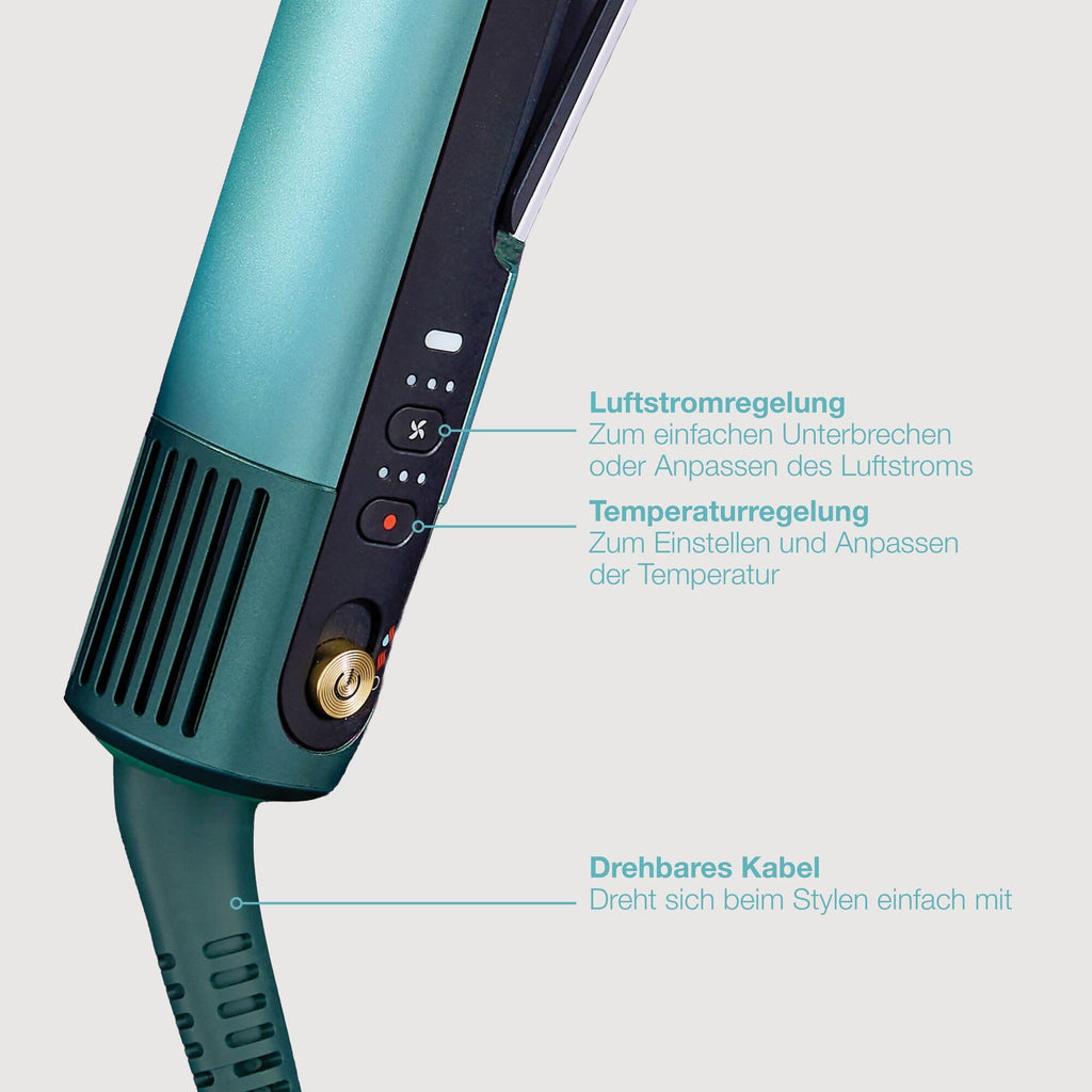 2-in-1 Haarglätter und Haartrockner SilkiPro mit Keramikplatten und 3 austauschbaren Kämmen, 230 °C, blau