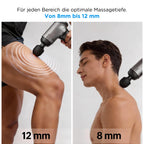 Massagepistole mit variabler Amplitude 8–12 mm und interaktiver App, 8 Aufsätzen und 4000 mAh Akku
