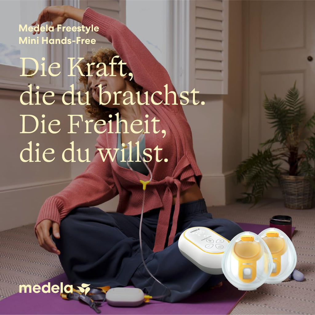 Tragbare elektrische Doppelmilchpumpe Freestyle Mini Hands-Free mit Auffangschalen und wiederaufladbarem Akku