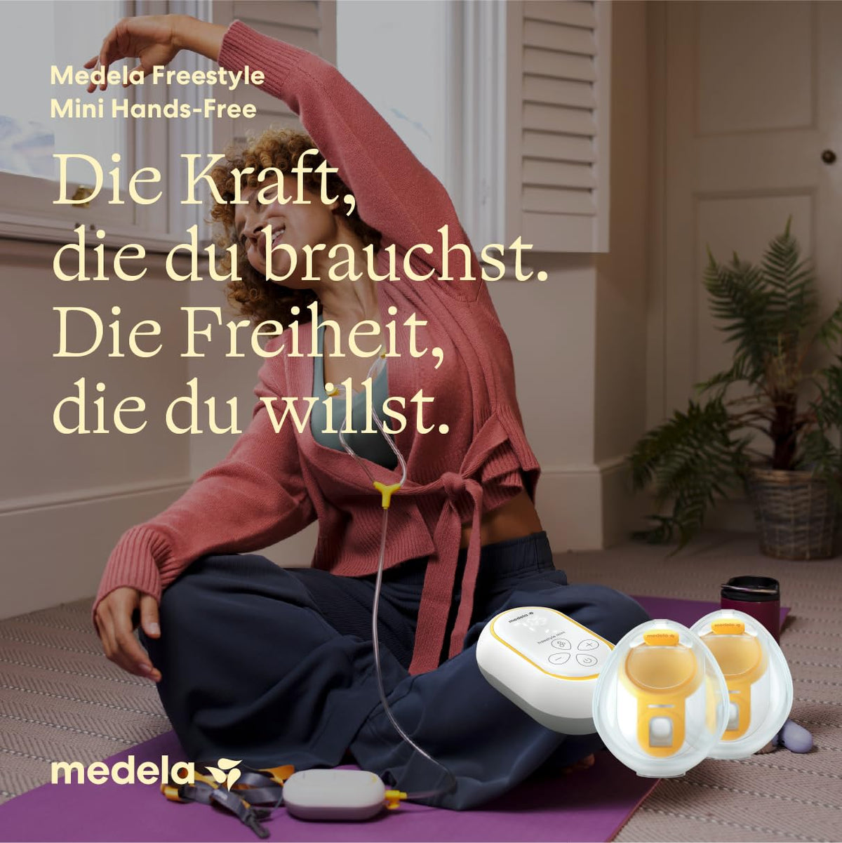 Tragbare elektrische Doppelmilchpumpe Freestyle Mini Hands-Free mit Auffangschalen und wiederaufladbarem Akku