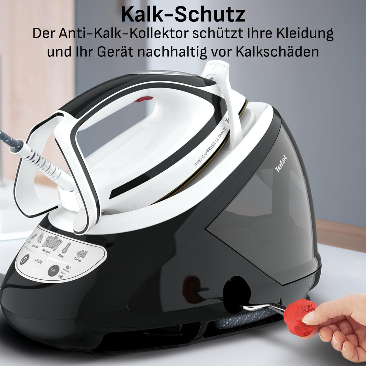 Dampfbügelstation mit 8 Bar Druck und 2200 Watt, 120 g/min Dampfleistung sowie 520 g/min Dampfstoß