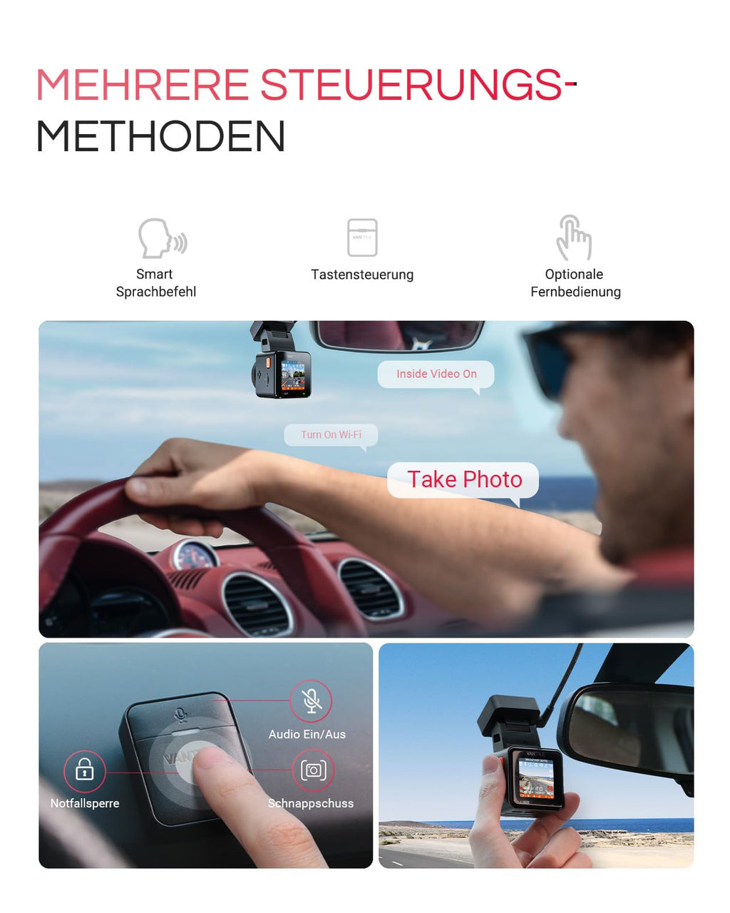 4K HDR Dashcam Auto vorne mit CPL, STARVIS 2 Mini Dash Cam, 158° Weitwinkel, WLAN und GPS