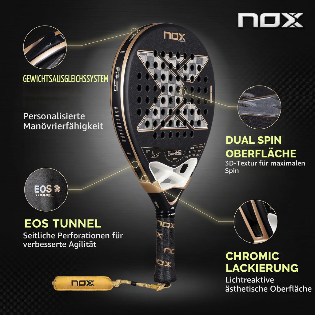 Padel-Schläger AT10 Genius 18K Alum 2026 Carbon 360-375 g für fortgeschrittene Spieler