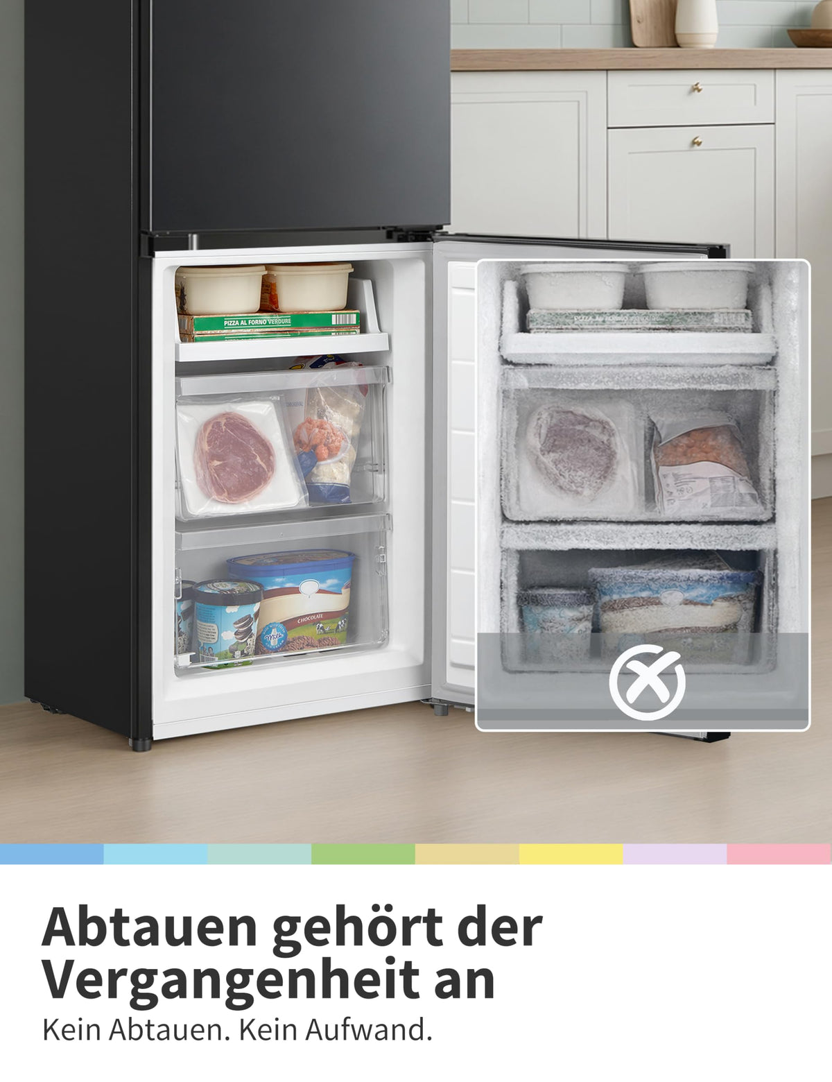 Kühl-Gefrierkombination 174 L, 150 cm hoch, Low Frost, 39 dB, mit 115 L Kühlteil und 59 L Gefrierteil, Schwarz