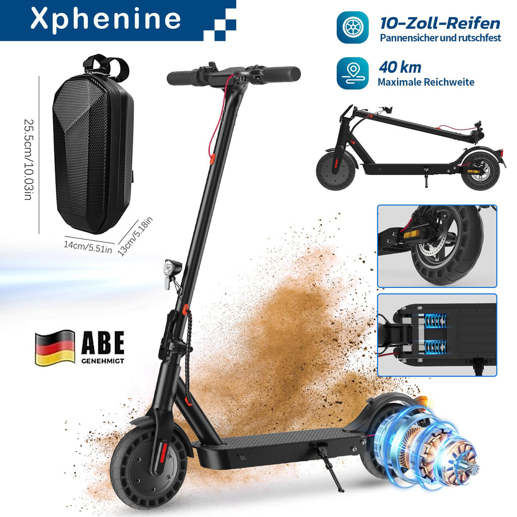 E-Scooter mit Straßenzulassung und ABE, E9TMax Elektroroller mit 10-Zoll-Reifen, 350W Motor und bis zu 45 km Reichweite
