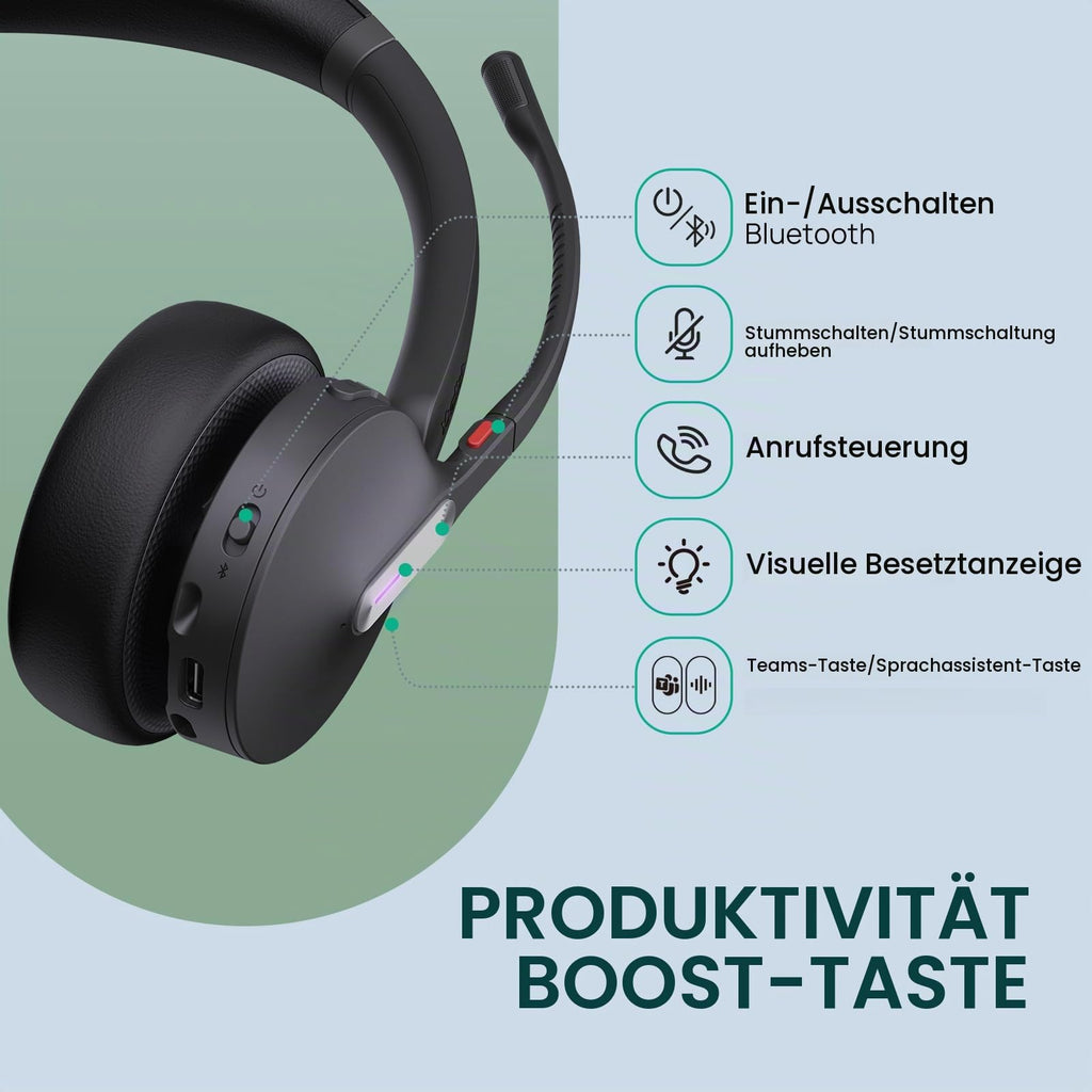 Kabelloses DECT-Büro-Headset WH64 Pro mit 3,5-Zoll-Touchscreen-Basisstation und Bluetooth