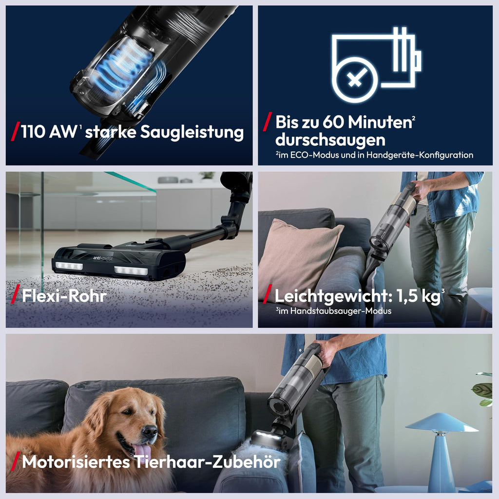 Kabelloser Akku-Staubsauger HF3 CORE Pet mit Tierhaardüse, 60 Min Laufzeit und 300 W