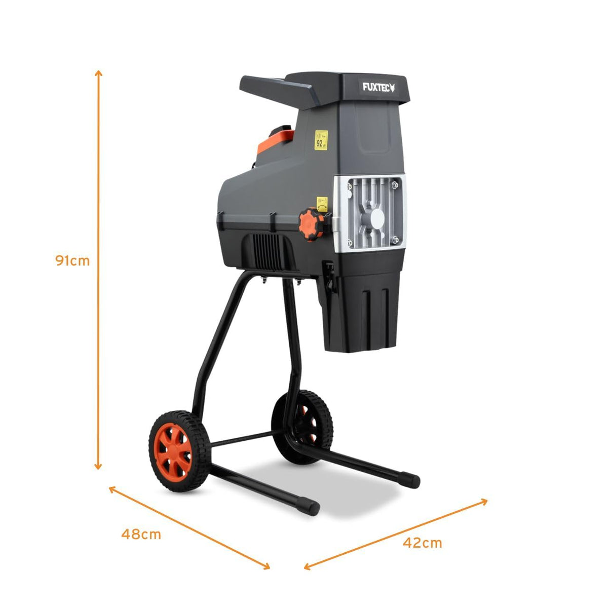 Elektro Gartenhäcksler FX-EGH2800T mit 2800 W und Walzenhäcksler für Äste bis 44 mm, 60 L Fangsack sowie 92 dB(A) Betrieb