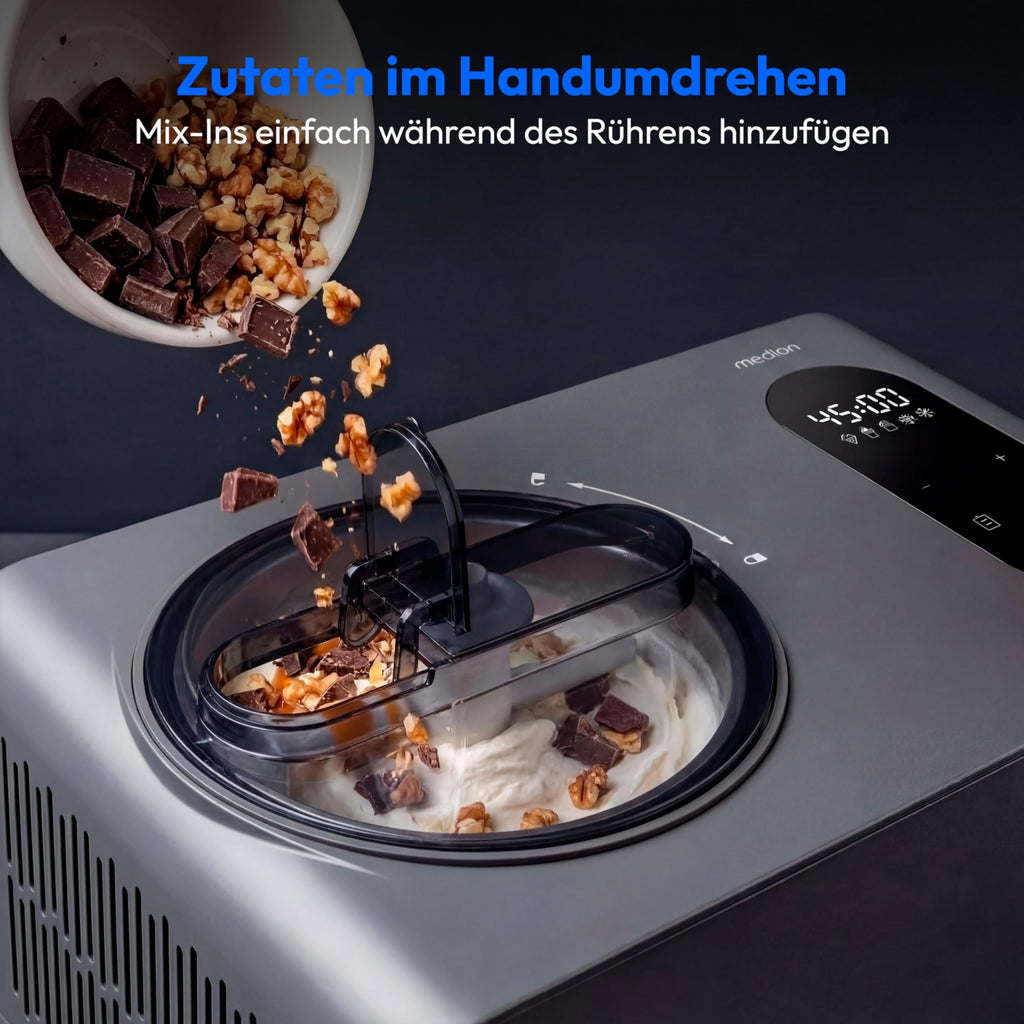Eismaschine mit Kompressor für Eiscreme, Joghurt und Slush, 1,5 Liter, ohne Vorkühlen