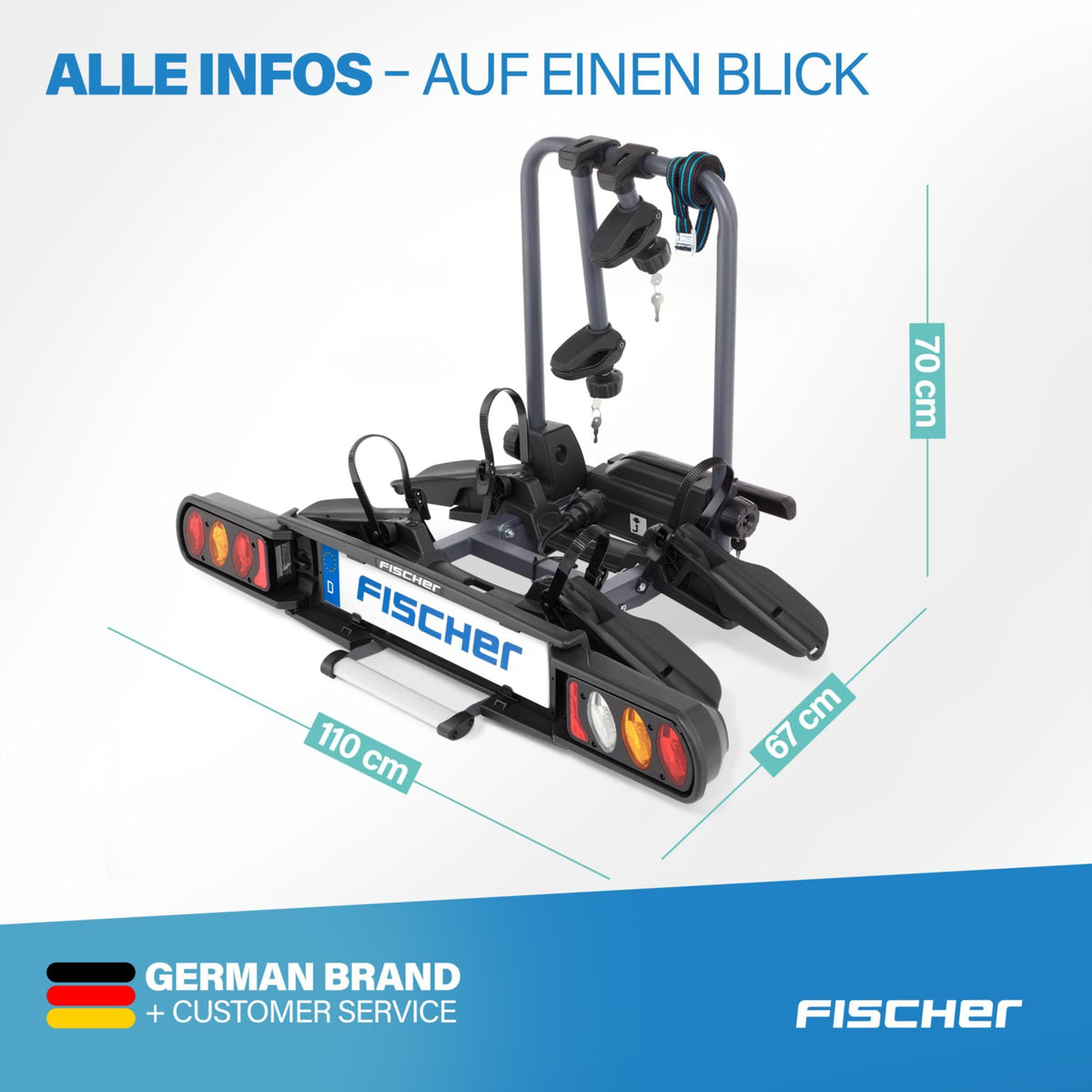 Kupplungsfahrradträger ProlineEvo 2 für 2 Fahrräder oder E-Bikes, bis 60 kg Nutzlast, abschließbar