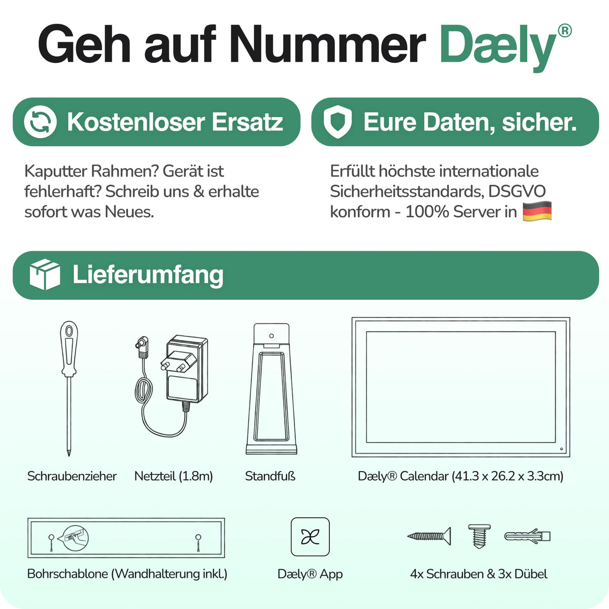 Digitaler Familienkalender 15,6"""" mit FHD Touchscreen und App für iOS und Android, Wandkalender zur Familienorganisation