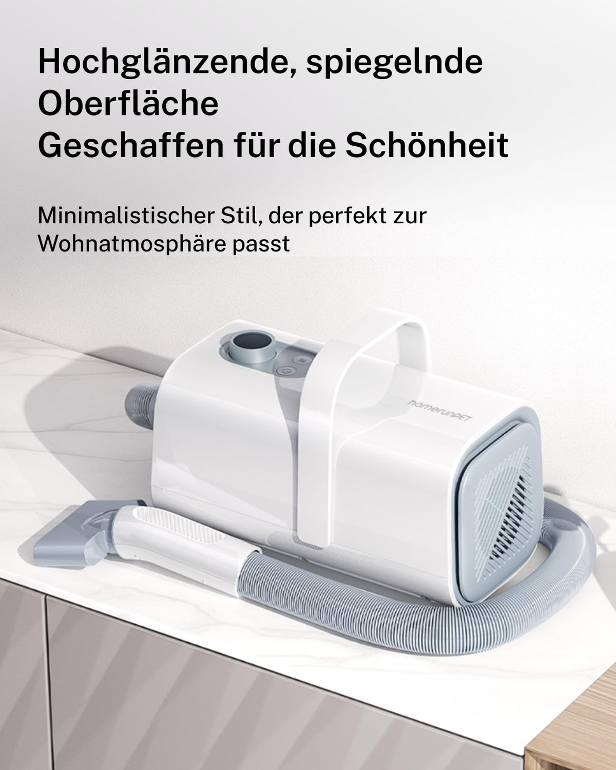 Hundefön mit 120 m/s Luftgeschwindigkeit, 43 dB, 3 Temperaturstufen und 99-stufiger Gebläseregelung, inklusive 3 Aufsätze