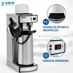 Kaffeemaschine mit Edelstahl-Isolierkanne 2,2 L, Modell THERMO 24, 2,069 kW, Brühzeit 5–6 Min, Trockenlaufschutz