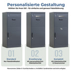 Paketbox mit Briefkasten und Paketfach 112 x 50 x 39 cm 85 L abschließbar aus verzinktem Stahl mit 4 Schlüsseln Anthrazit