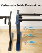 Höhenverstellbares Schreibtischgestell mit bürstenlosem Motor, 72-118 cm, 100 kg Traglast, für Tischplatten 110-220 cm