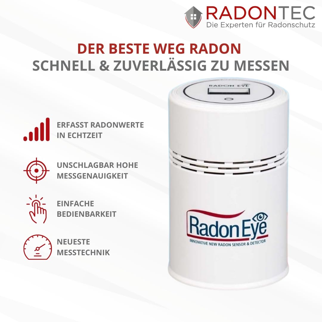 Digitales Radonmessgerät RadonEye RD200 für Zuhause, Keller und Arbeitsplatz mit Echtzeitmessung, App und Langzeitmessung