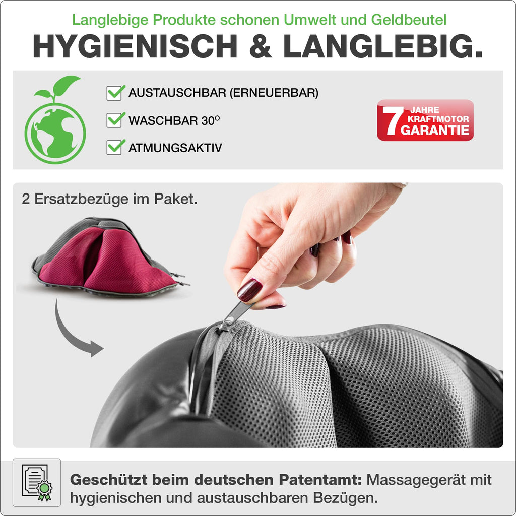 Nackenmassagegerät mit Wärme und Shiatsu, 4D-Massageköpfe, Infrarot, kabelgebunden, inkl. 2 Ersatzbezüge