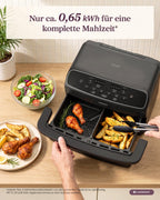 2-Kammer-Heißluftfritteuse Dual Blaze Twinfry Compact TF801 mit 8,6 L, 2200 W und PFAS-freier Keramikbeschichtung