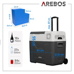 Kompressor-Kühlbox 47 Liter mit Rollen Teleskopstange App-Steuerung LCD-Touchscreen 12/24 V und 230 V Kühl- und Warmfunktion