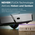 Saugroboter mit selbstentleerender Basis, 3D- und 360°-LiDAR-Navigation, Schmutzerkennung, Weiß
