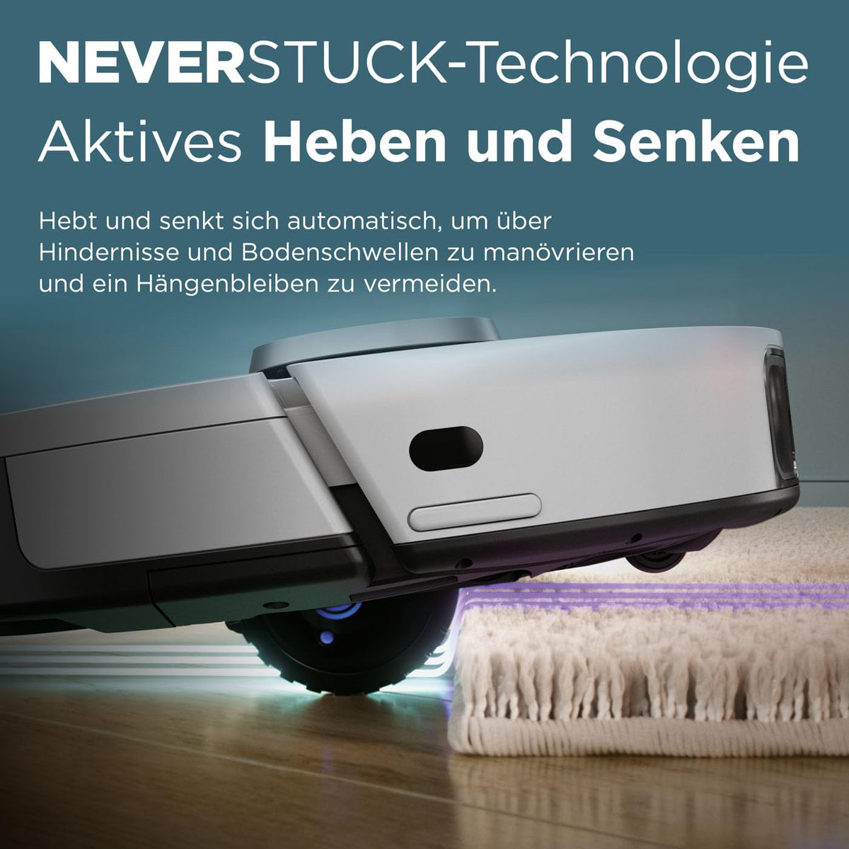 Saugroboter mit selbstentleerender Basis, 3D- und 360°-LiDAR-Navigation, Schmutzerkennung, Weiß