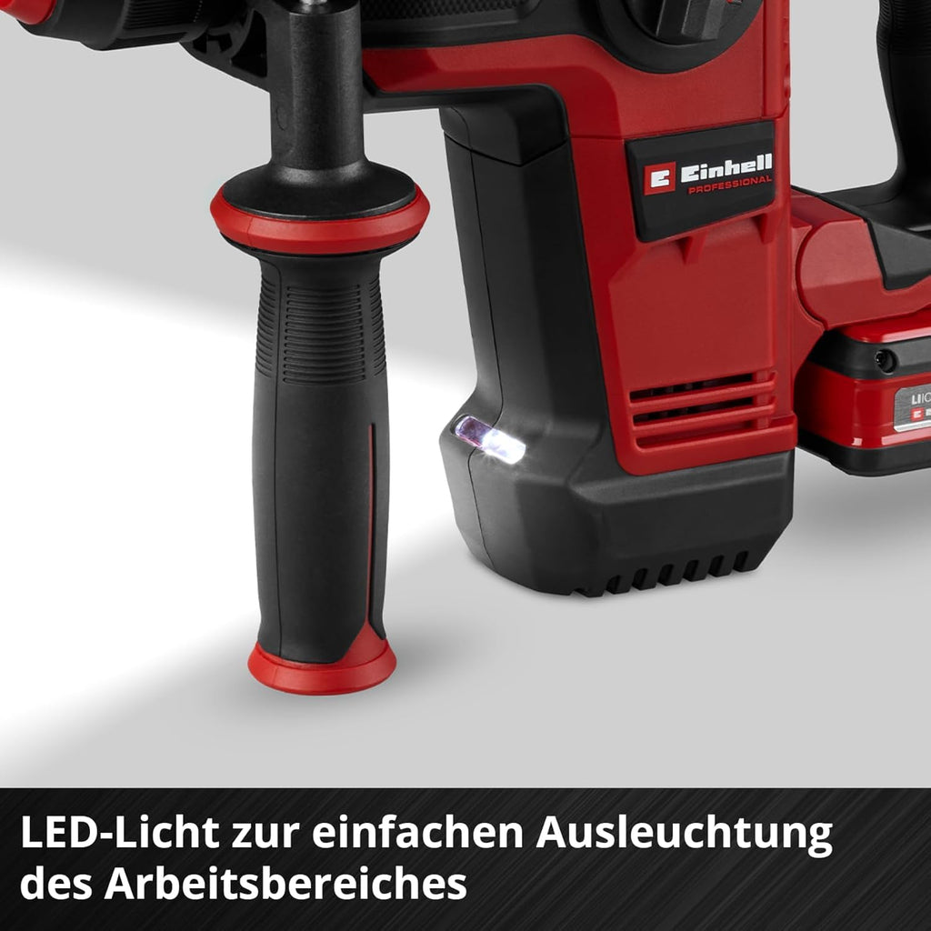 Akku-Bohrhammer TP-HD 18/28 Li BL mit SDS-Plus, 18 V, bürstenlosem Motor, 3,0-Ah-Akku, Ladegerät, E-Case S, 3 Betonbohrern und Flachmeißel