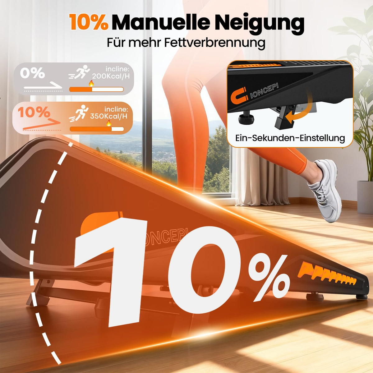 4-in-1 Walking Pad Laufband für Zuhause bis 10 km/h mit 10 % Steigung, 2,75 HP bürstenloser Motor und Bluetooth-Lautsprecher, bis 160 kg