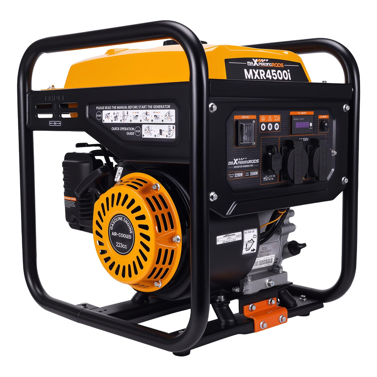 Inverter Stromgenerator 3500W Benzin 4 Takt 223cc tragbar mit 3200W Dauerleistung, 230V und Überlastschutz