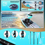 Aufblasbares SUP Set mit Kajaksitz, 330x76x15 cm, Doppel-Paddel und Zubehör, Tragkraft bis 150 kg