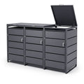 Mülltonnenbox 3er aus Metall für 120 bis 240 L Mülltonnen mit abschließbaren Türen 116 x 196 x 80 cm