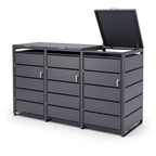 Mülltonnenbox 3er aus Metall für 120 bis 240 L Mülltonnen mit abschließbaren Türen 116 x 196 x 80 cm