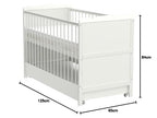 Babybett mit Schublade und Aloe-Vera-Schaumstoffmatratze, höhenverstellbar und umbaubar zum Juniorbett, in Weiß