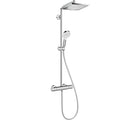 Duschsystem mit Thermostat Crometta E, Regendusche 240 x 240 mm und Handbrause mit 2 Strahlarten, inkl. Brausestange, Schlauch und Armatur, Chrom