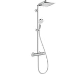 Duschsystem mit Thermostat Crometta E, Regendusche 240 x 240 mm und Handbrause mit 2 Strahlarten, inkl. Brausestange, Schlauch und Armatur, Chrom