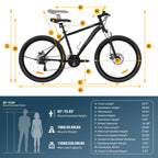 Mountainbike für Erwachsene mit 21-Gang-Schaltung, Aluminiumrahmen, Federgabel und Scheibenbremsen, 26 Zoll