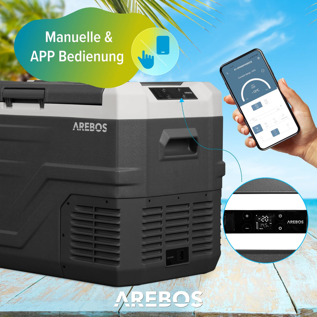 Kompressor-Kühlbox 35 Liter mit App-Steuerung und Kalt- und Warmfunktion bis -20 °C für Auto und Camping