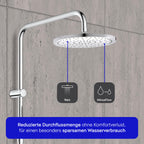 Duschsystem mit Regendusche Ø 25 cm und Umsteller, Duschset ohne Armatur mit Handbrause, Schlauch und 3 Strahlarten in Chrom