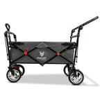 Faltbarer Bollerwagen FX-CT700 für 2 Kinder, grau, mit gepolstertem Innenraum, Sonnendach und Feststellbremsen, 75 kg Tragkraft
