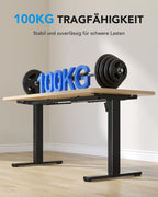Höhenverstellbares Schreibtischgestell mit bürstenlosem Motor, 72-118 cm, 100 kg Traglast, für Tischplatten 110-220 cm