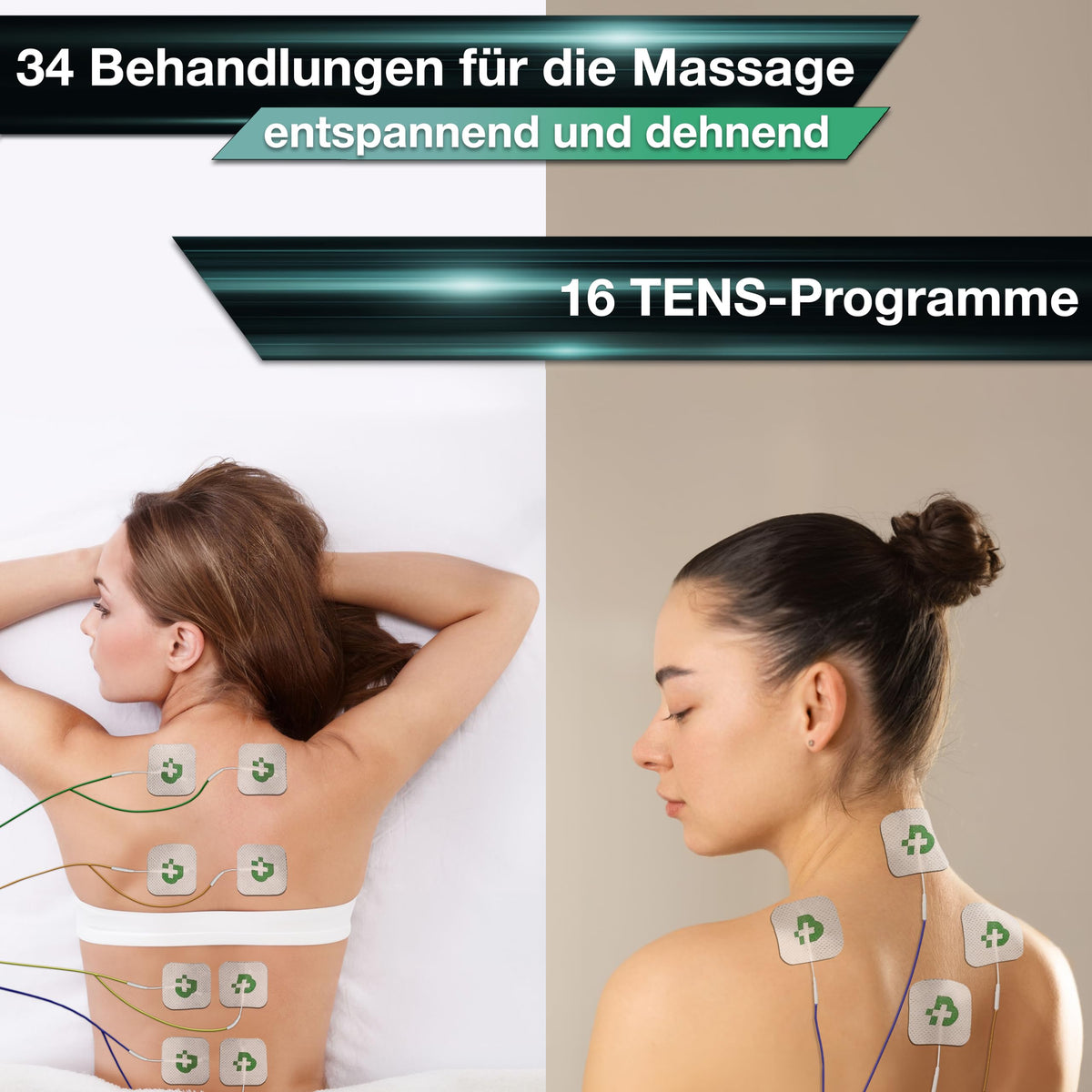 TENS-EMS-Massagegerät mit 4 Kanälen, 115 Programmen und 99 Intensitätsstufen, wiederaufladbar über USB