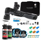 Akku Mini Poliermaschine EVO Mini 25-teiliges Set mit Exzenter- und Rotationsadapter, Stütztellern, Pads, Polierkegeln und Polituren