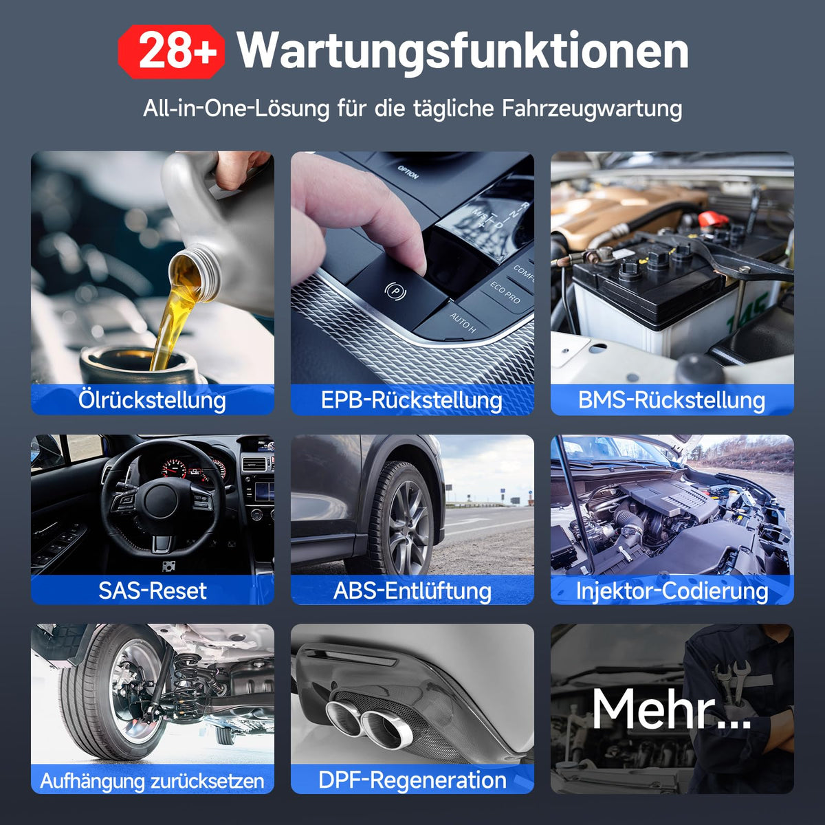 OBD2 Diagnosegerät Auto mit Bluetooth, bidirektionaler Steuerung, 28+ Wartungsfunktionen, FCA-Gateway-Zugang und CAN-FD-Protokoll