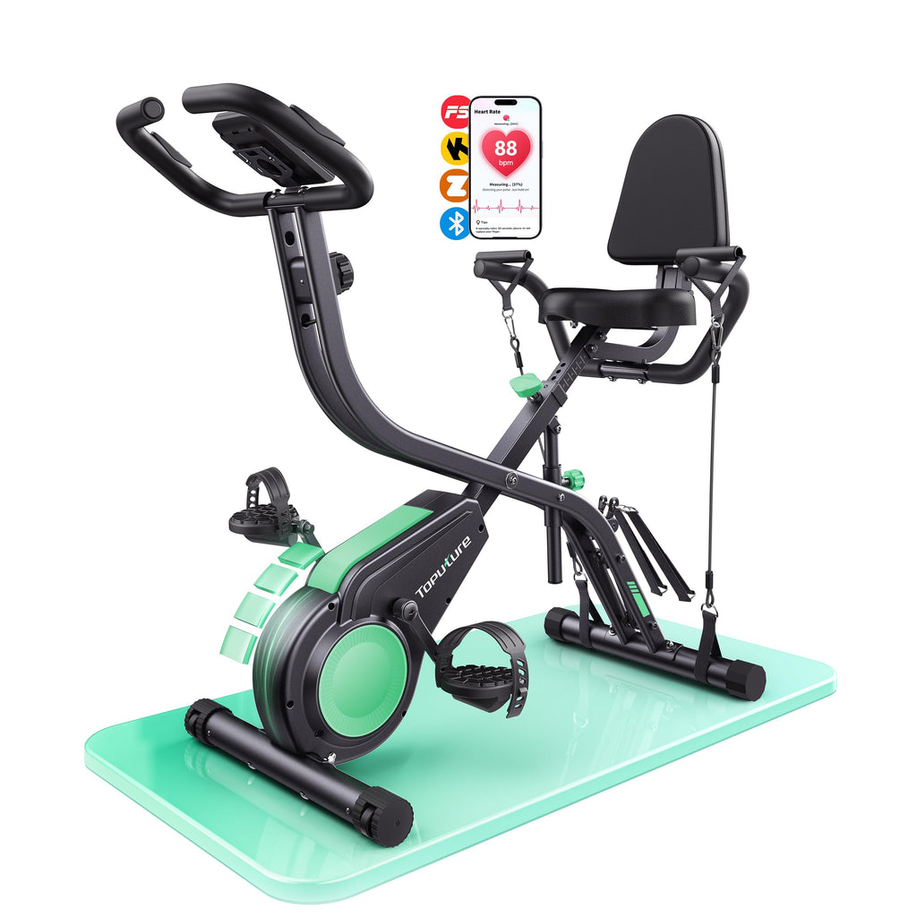 Klappbarer Heimtrainer mit 5-in-1-Training, 16 Magnetwiderstandsstufen und App-Kompatibilität, bis 140 kg