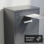 Freistehender Paketbriefkasten XXL mit Paketfach und Briefkasten, abschließbar, anthrazit, 112 cm hoch, inkl. 2 Schlüssel pro Schloss und Bodendübel