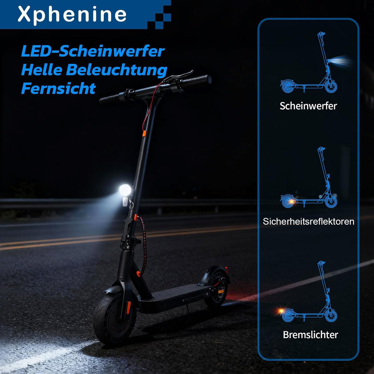E-Scooter mit Straßenzulassung und ABE, E9TMax Elektroroller mit 10-Zoll-Reifen, 350W Motor und bis zu 45 km Reichweite