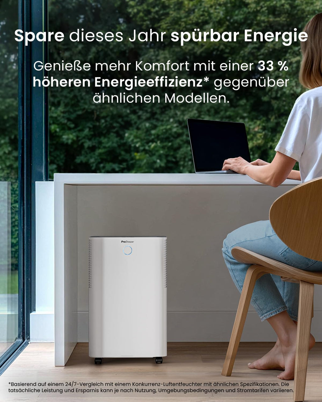 Luftentfeuchter mit WLAN & App, 20 L in 24 h, Wäschemodus, Feuchtigkeitssensor und 4 L Tank, Modell PB-D-24-WF